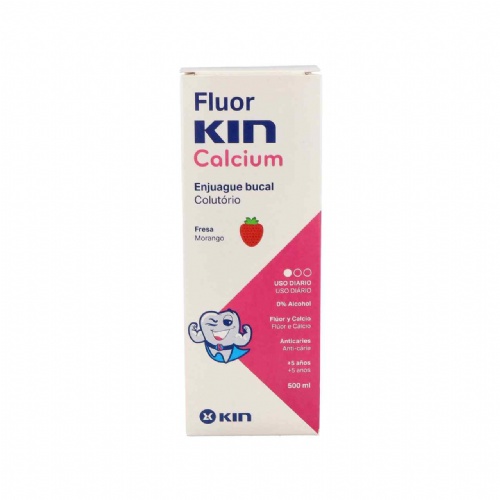 Fluor kin calcio enjuague bucal (fresa 500 ml)