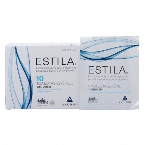 Estila toallitas esteriles de un solo uso - higiene de parpados/ pestañas y borde palpebral (10 toal