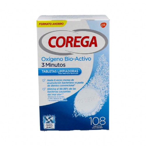 Corega oxigeno bio-activo - limpieza protesis dental (108 tabletas)