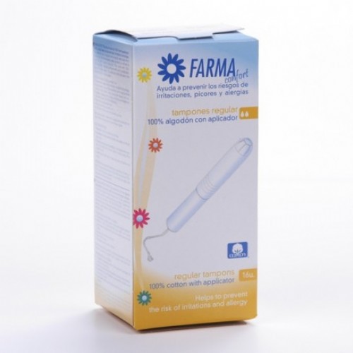 Tampones 100%algodon - farmaconfort con aplicador (regular 16 u)