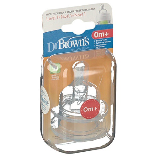 Tetina silicona boca ancha options+ - dr brown´s natural flow (nivel 1 2 u)