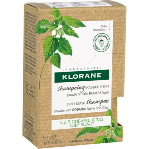 Klorane champu mascarilla 2 en 1 polvo a la ortiga y a la arcilla (8 sobres 3 g)