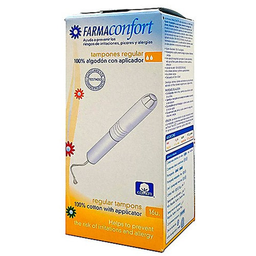 Tampones 100%algodon - farmaconfort con aplicador (regular 16 u)