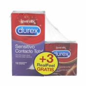 Durex sensitivo contacto total+ durex real feel - preservativos (promocion 12 u + 3 u)